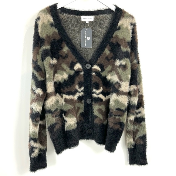 Bella Dahl Fuzzy Camo Sweater Cardigan - Picture 2 of 8